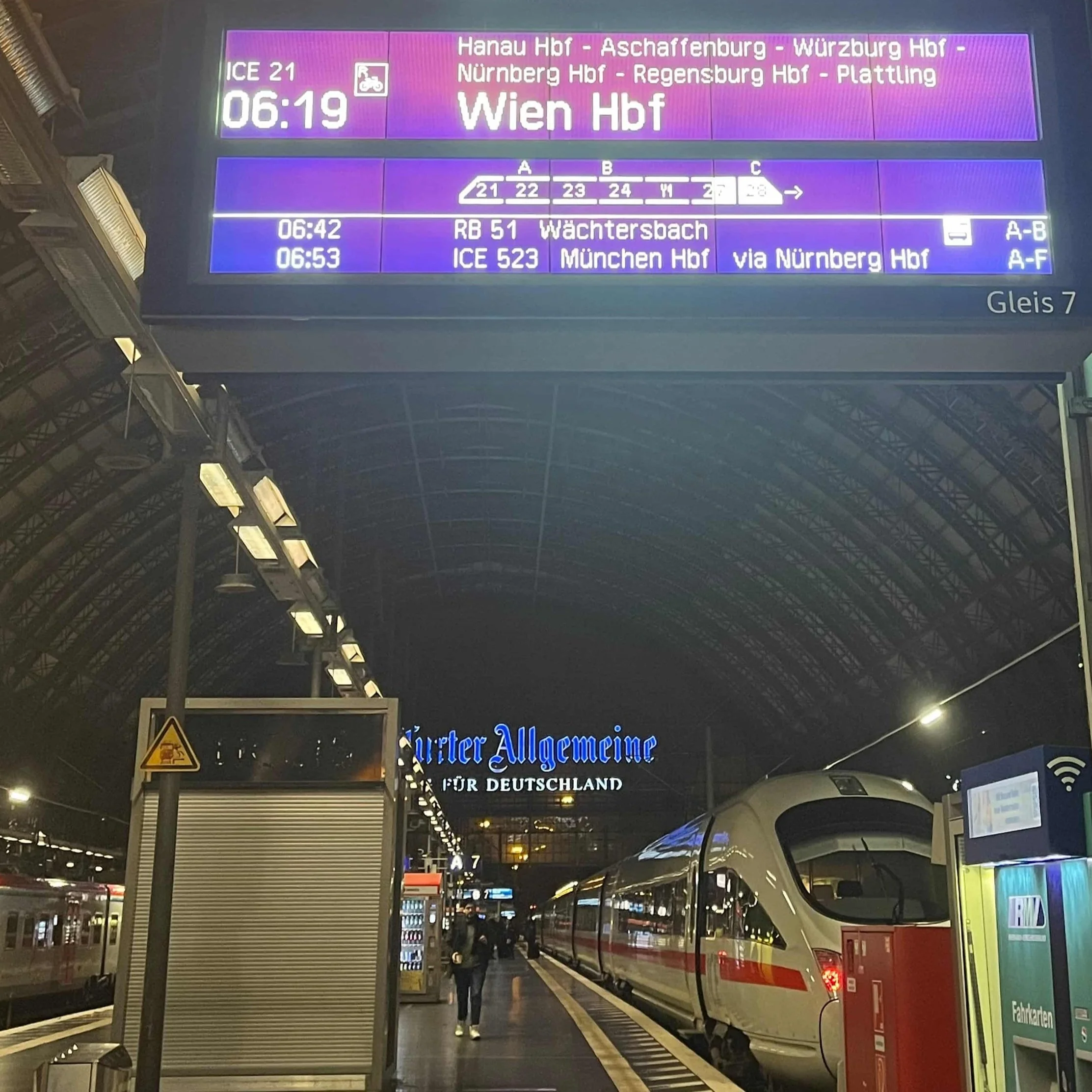 A Deutsche Bahn ICE Train destined for Vienna.