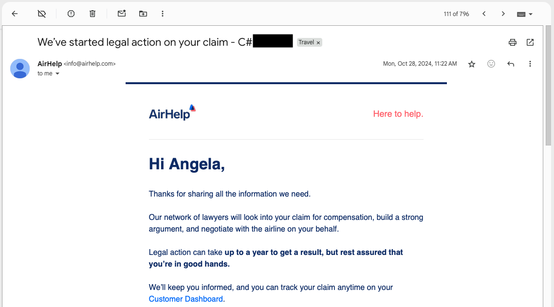 A screenshot of the provider moving forward with the claim.