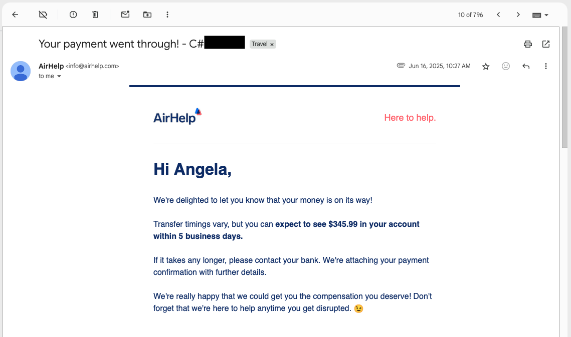 A screenshot of payment confirmation.