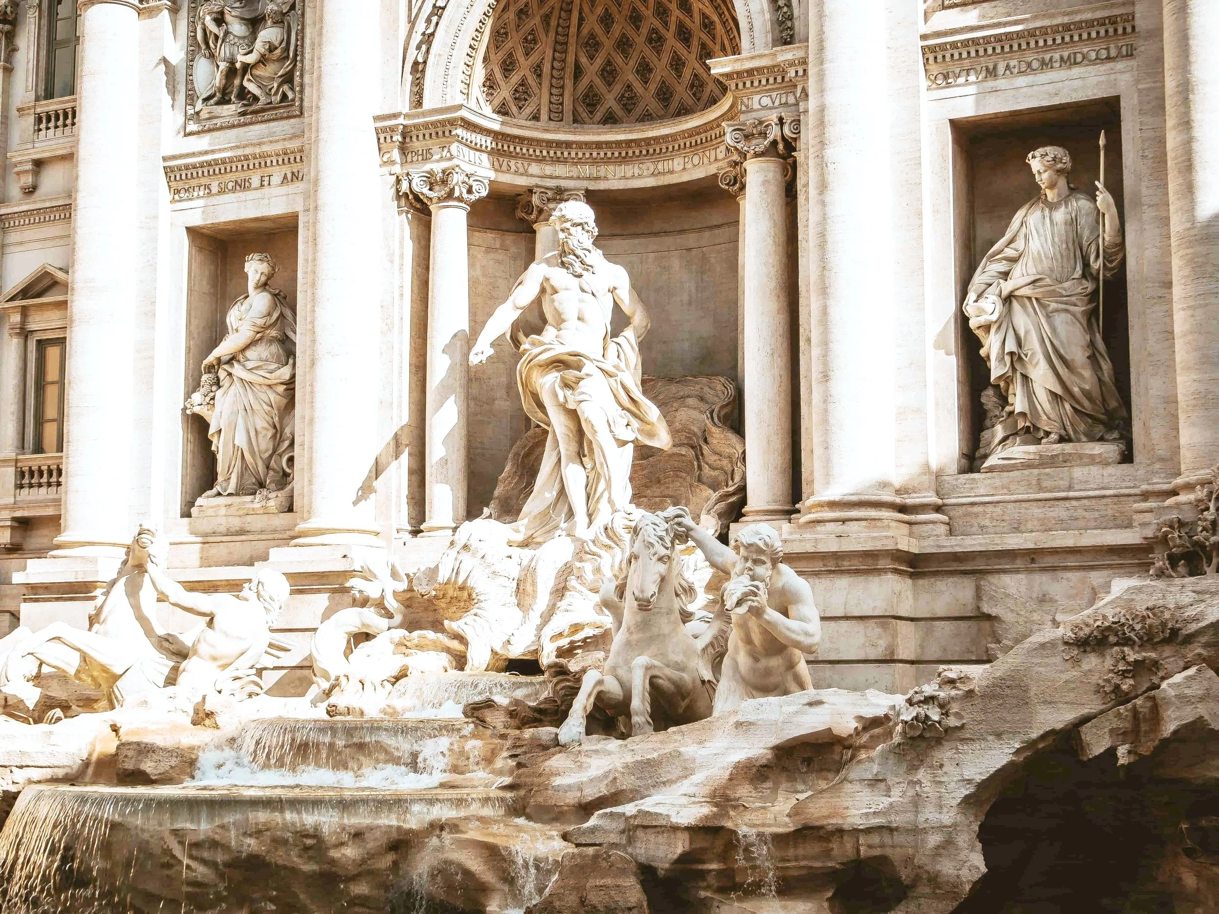 Art history trevi fountain closeup rome