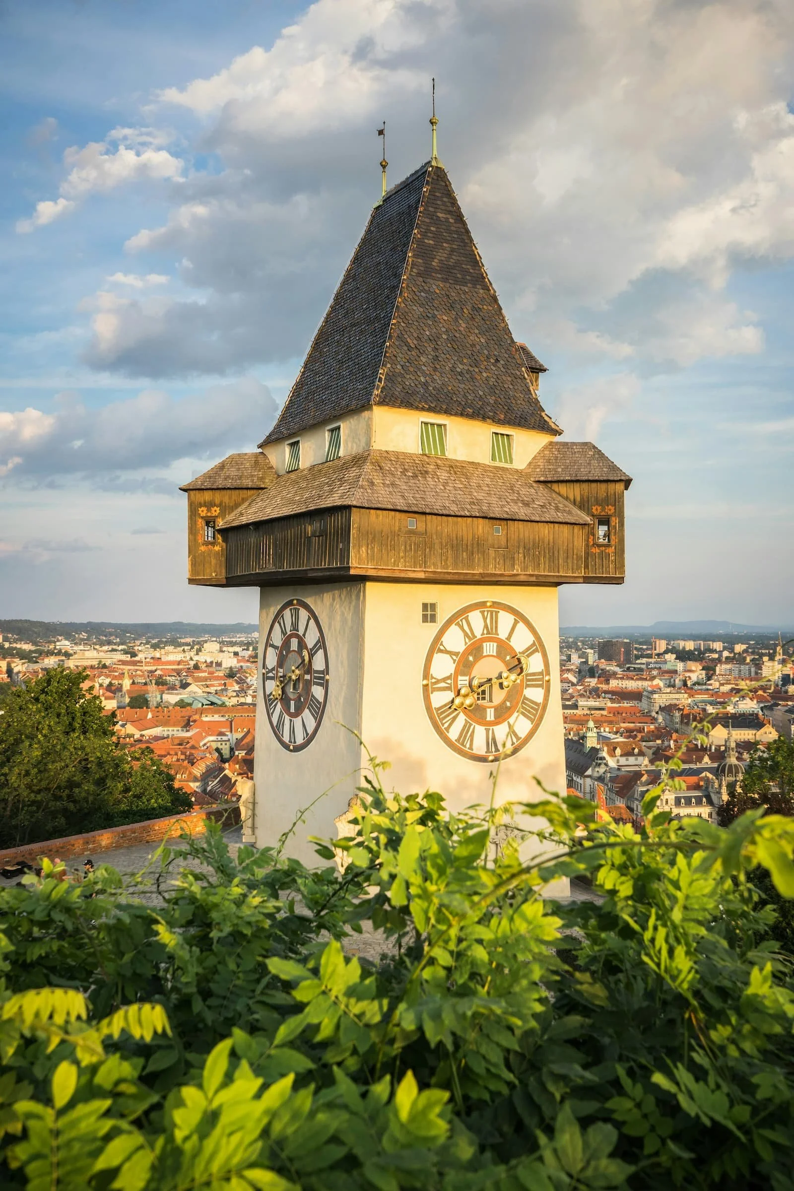 The clocktower in Graz, Austria.