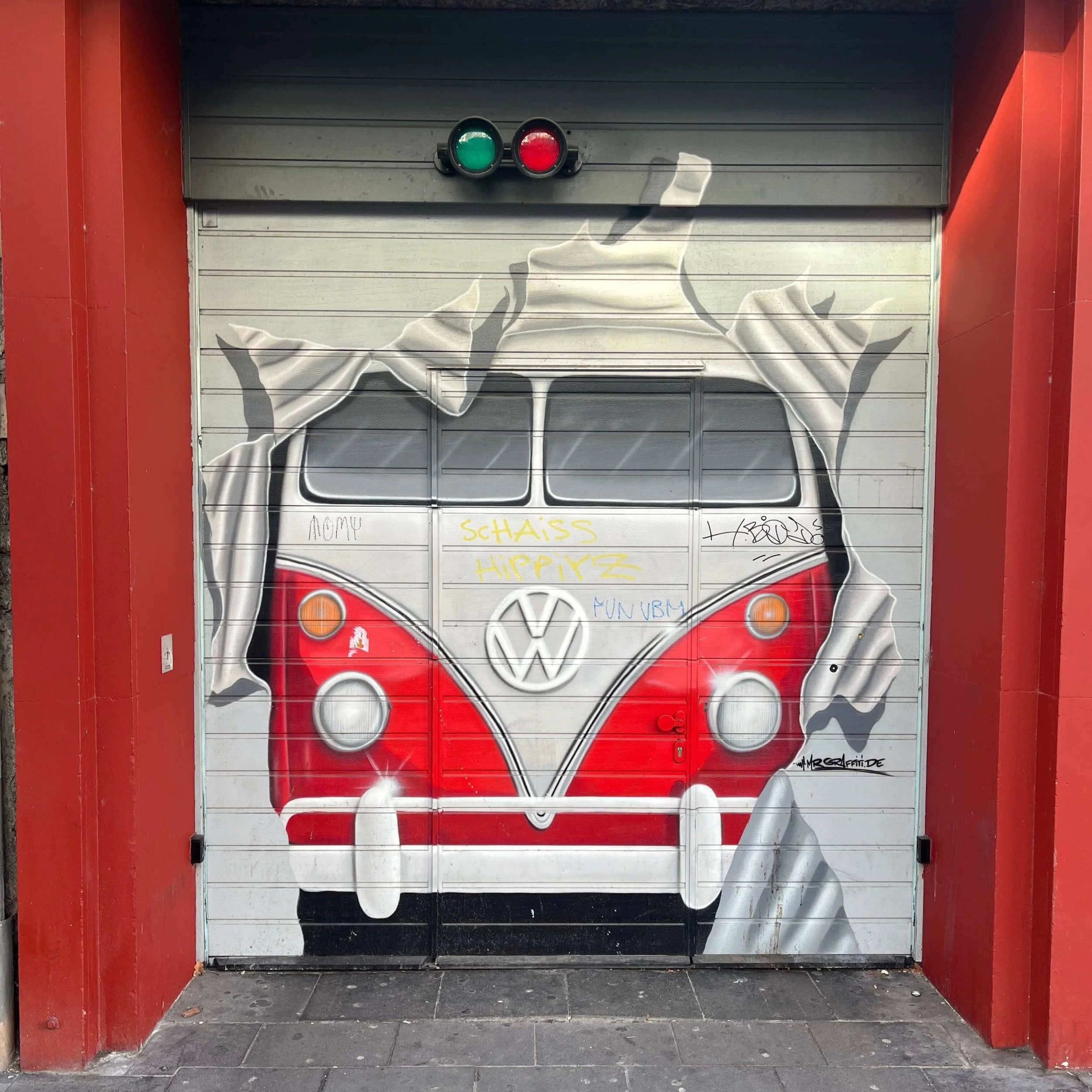 Cologne germany belgian quarter graffiti vw bus
