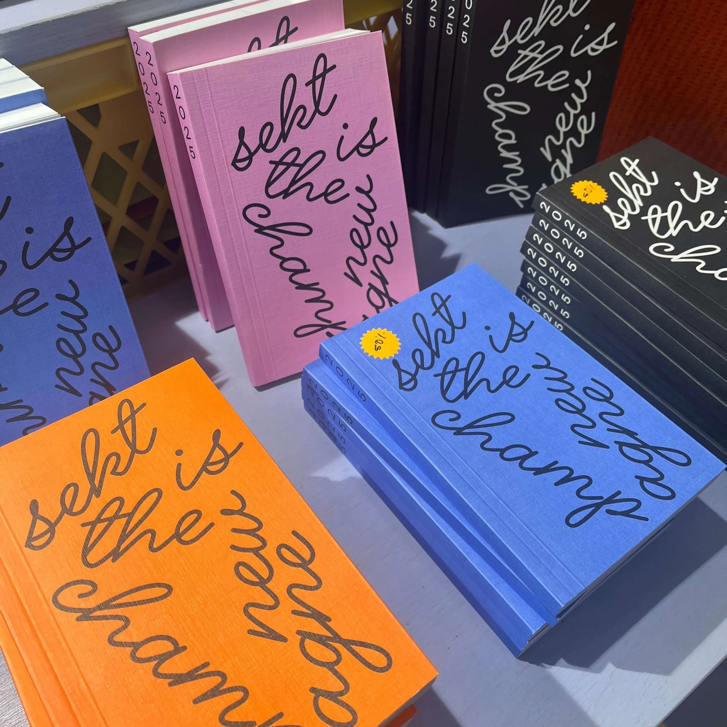 A pile of books on display at Siebter Himmel (Seventh Heaven), a cool bookstore and design shop in Cologne's Belgian Quarter.