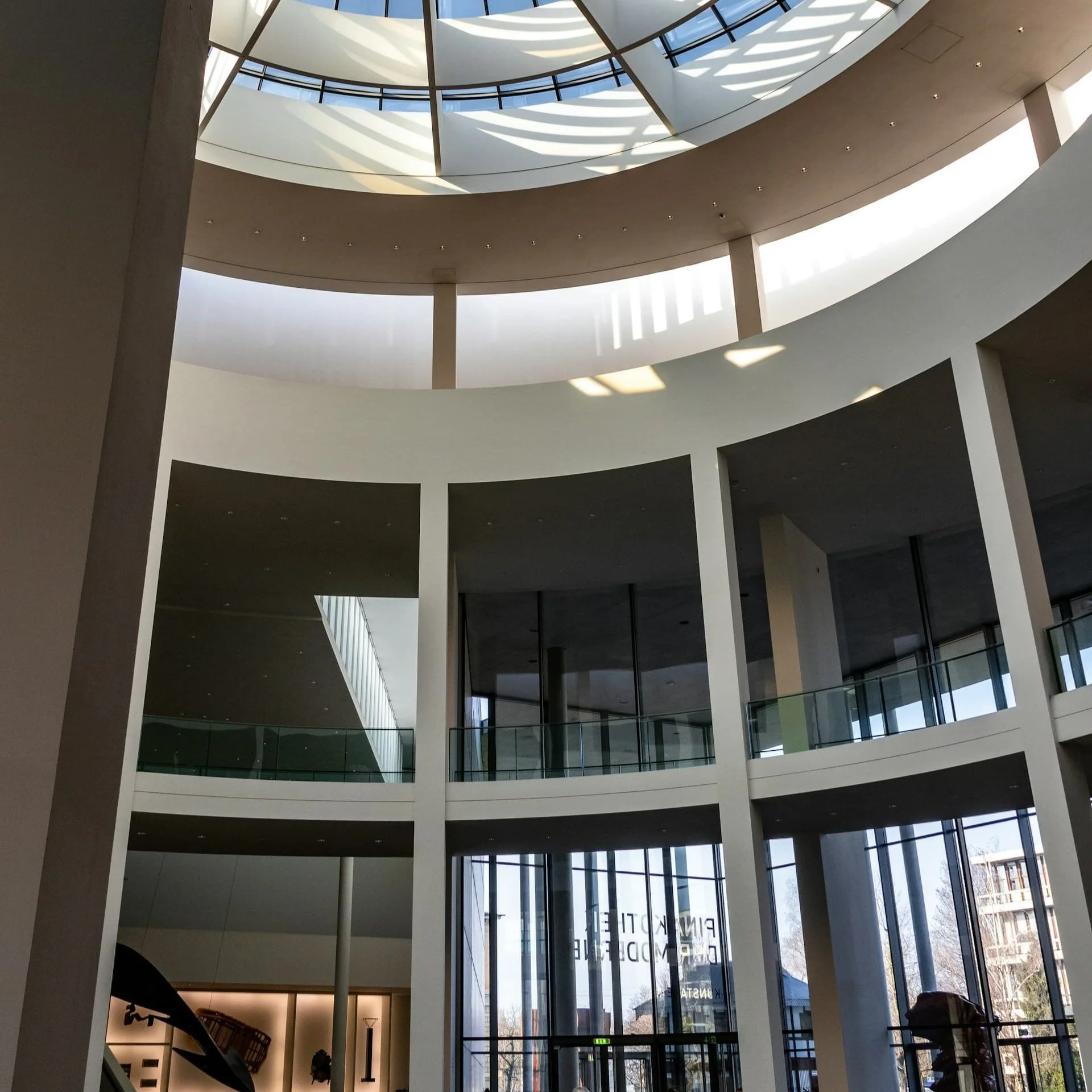 The interior rotunda of the Pinakothek der Moderne in Munich.