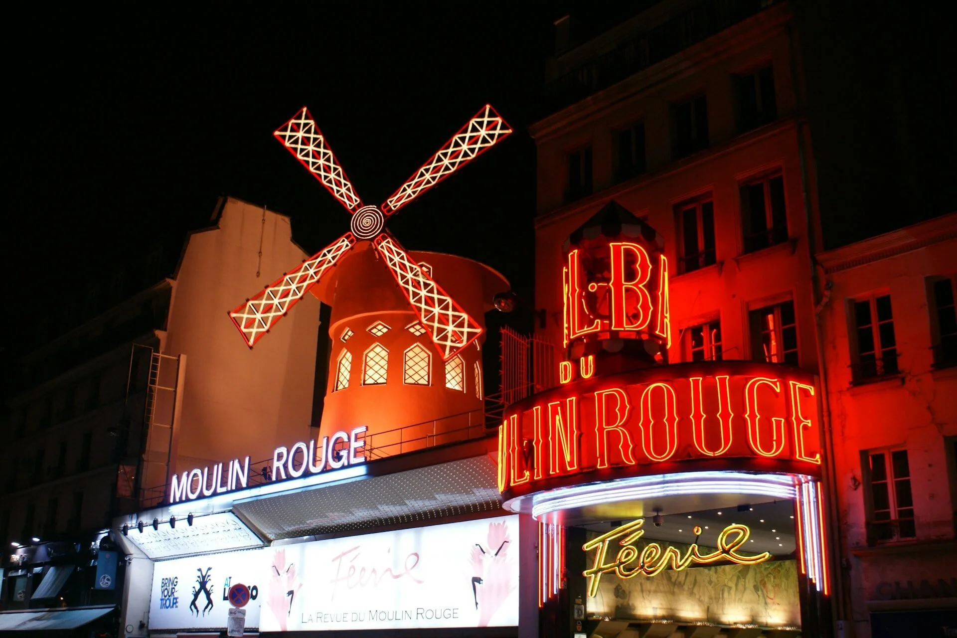 The Moulin Rouge cabaret in Paris.