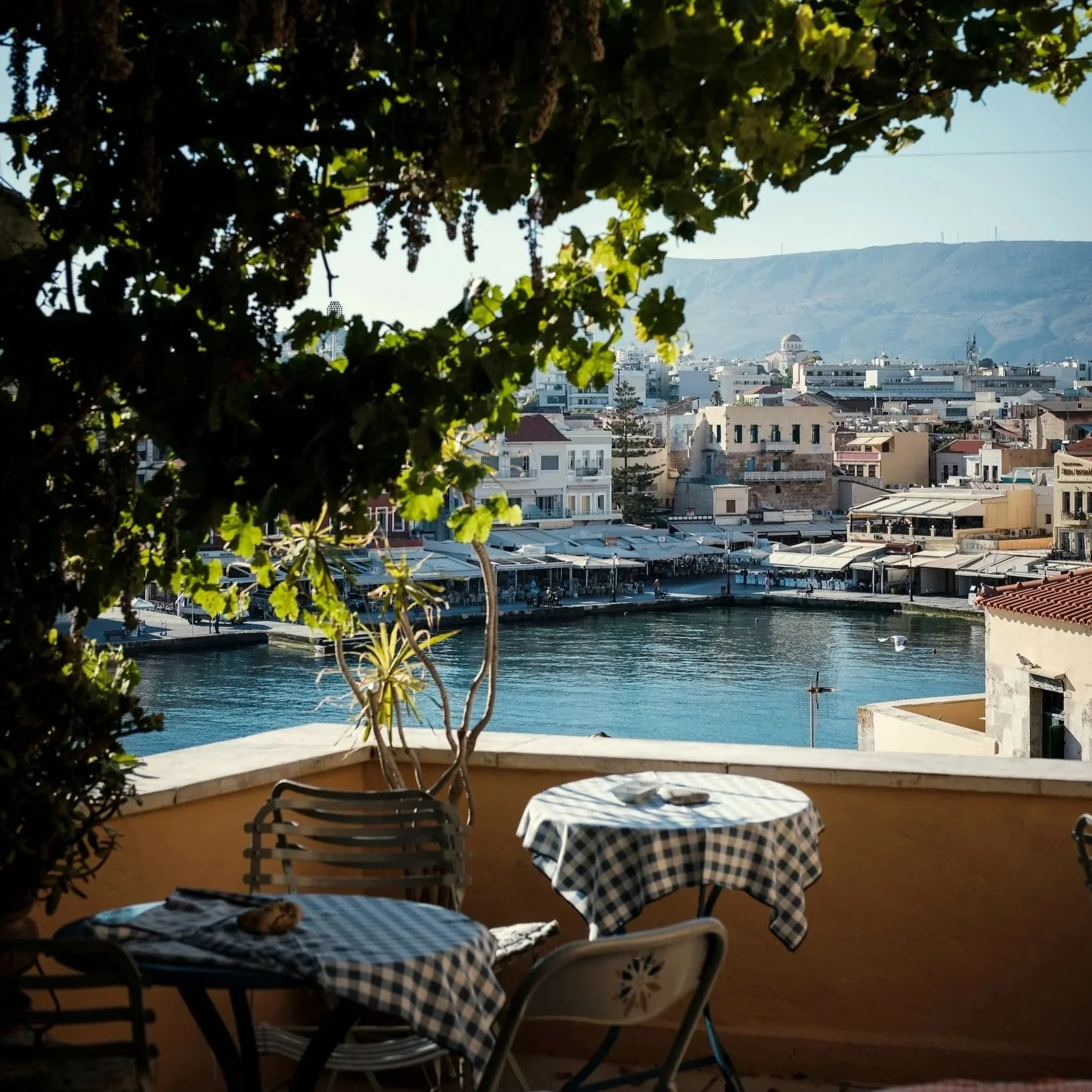 Overlooking the harbor in Chania, on Crete.