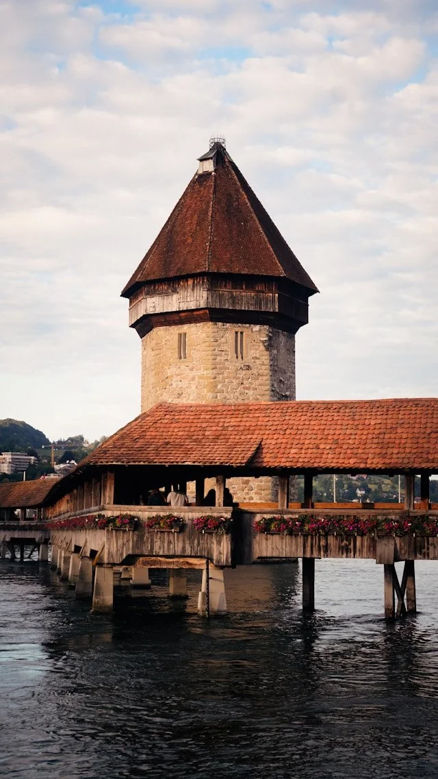 The Chapel Bridge in Lucerne, Switzerland.