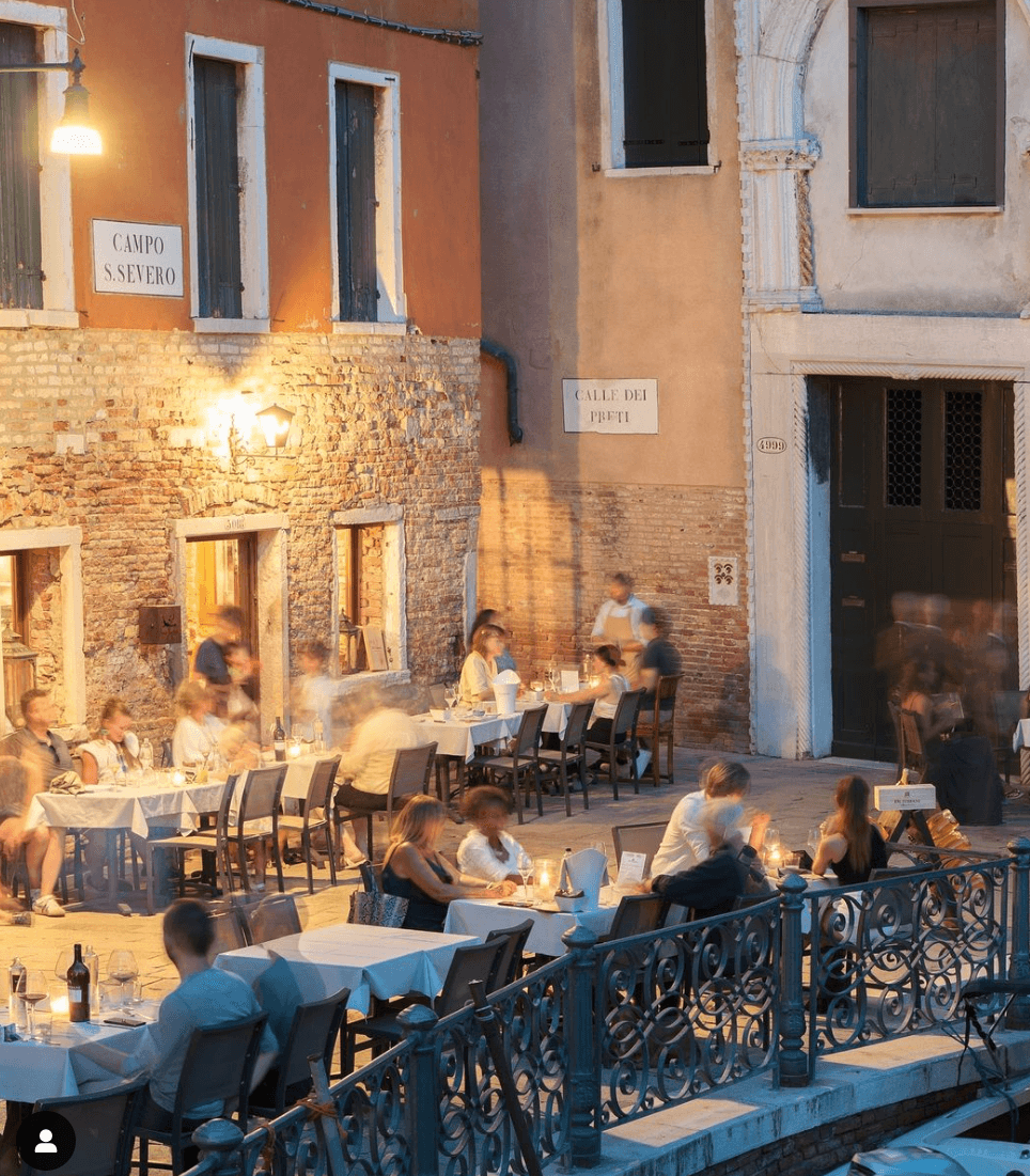 A canalside dinner at Luna Sentada in Venice, Italy.